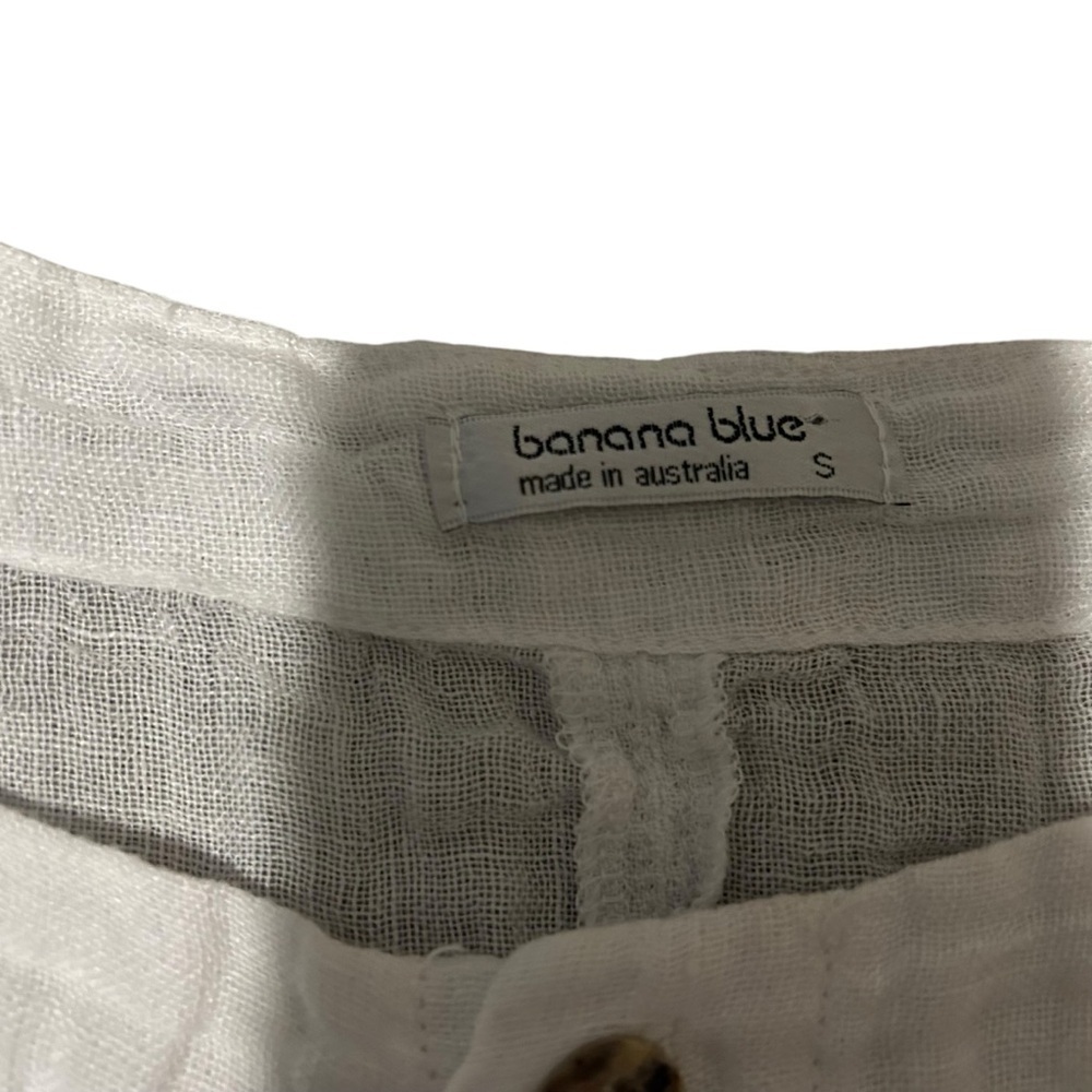 Banana Blue linen white asymmetrical top small Lagenlook oversized artsy boho - Picture 3 of 9